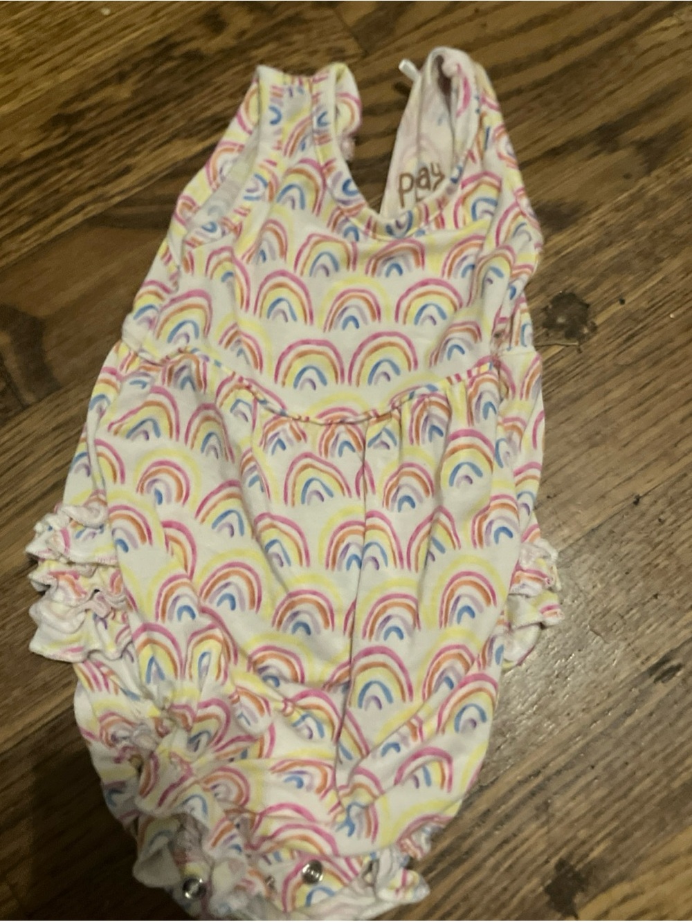 Play by Little Sleepies 3-6 Months Rainbow  Romper Ruffle back